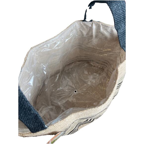 Joann Place and Time 5 Gallon Lined Planter Basket Woven Tan & Black W/ Handles - Picture 2 of 7